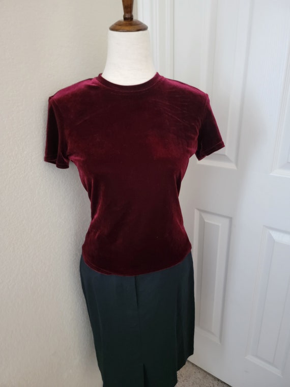 Very Rare Vintage 1990's Maxou Dark Ruby Velvet F… - image 4