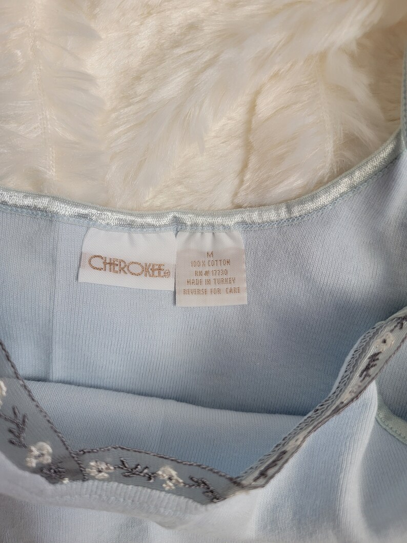 Mycket sällsynt vintage Cherokee Brand Icy Blue stickad chemise med spetskant från 1990-talet bild 7