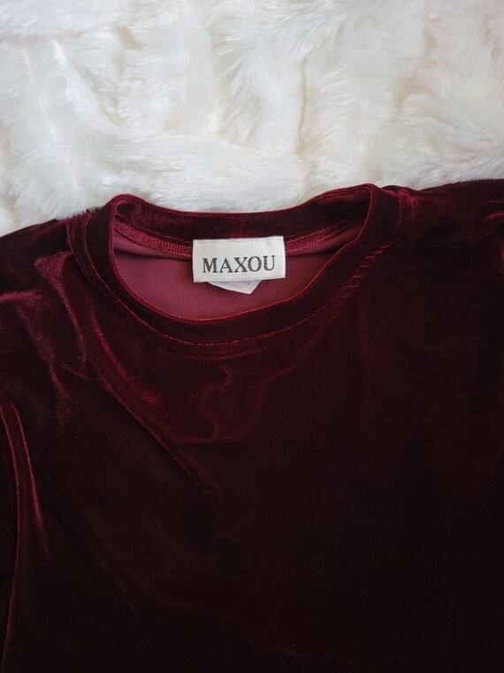 Very Rare Vintage 1990's Maxou Dark Ruby Velvet F… - image 9