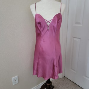 Rare Vintage 1980&#39;s Victoria&#39;s Secret Raspberry Silk Chemise