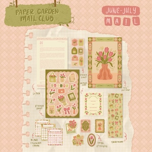 Tulpaner-tema Snail Mail Club Art Mail Prenumeration Journal Happy Mail Stationery Set