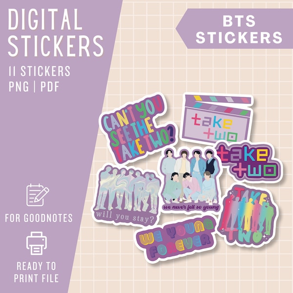 BTS Sticker, Take Two Bts, Army, Kpop Stickers,  Digital Stickers, Precropped, Digital Planner,GoodNotes Stickers, PNG,PDF ReadyToPrint