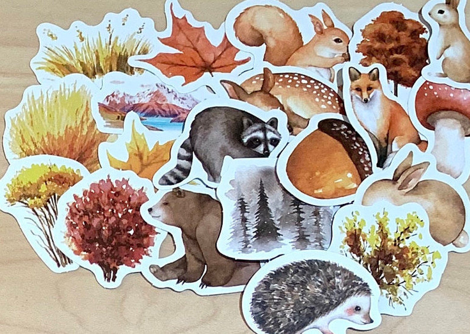 Cute Aesthetic Watercolored Autumn Woods Nature Stickers 20 | Etsy