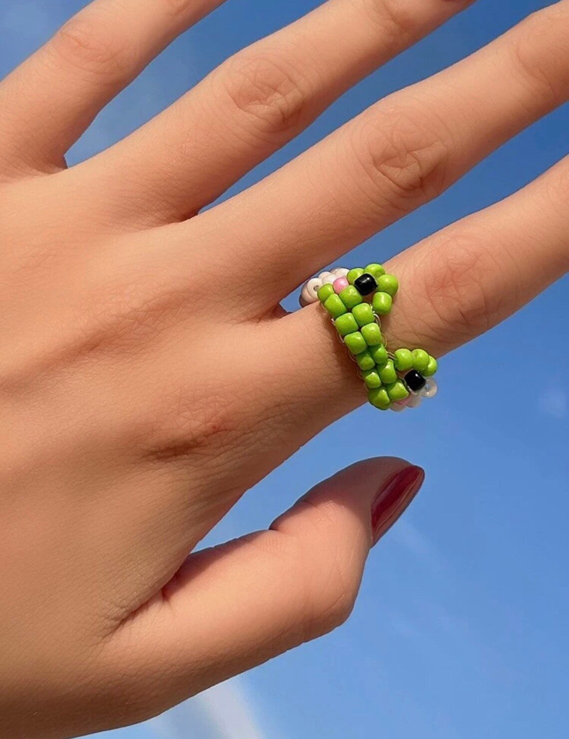 Cute Froggie Frog Seed Bead Ring One Size Only Etsy
