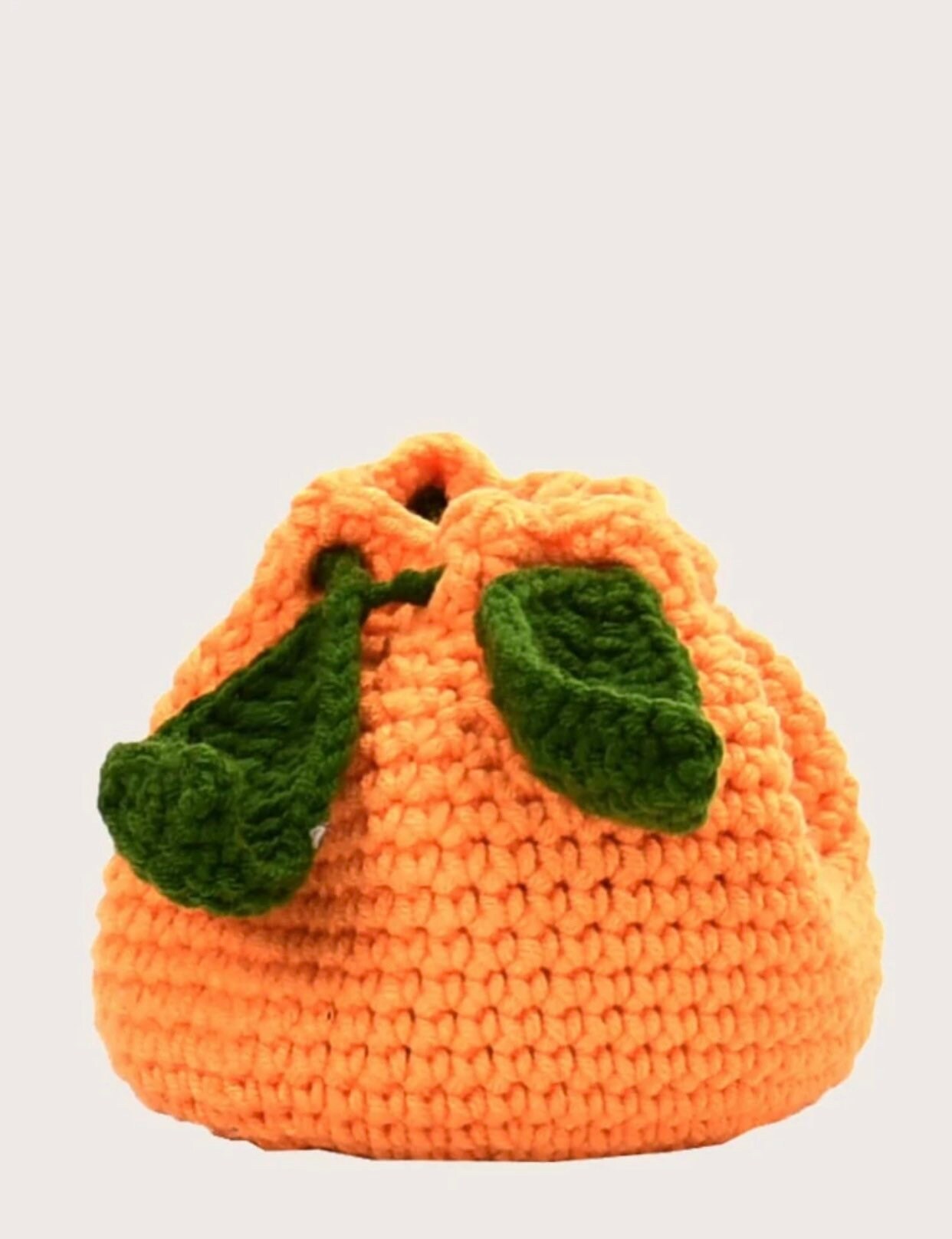 Cute Crochet Orange Fruit Drawstring Shoulder Bag Etsy