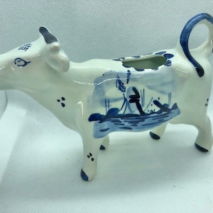 Vintage Delft Blue Cow Creamer from Holland