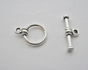 18mm Silver Plated Ribbed Toggle Clasp
