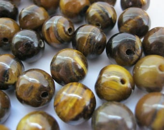 50 Small Tigers Eye Beads  6mm (1/4") Natural Round Gemstone Beads for Jewellery Making Beading Supplies