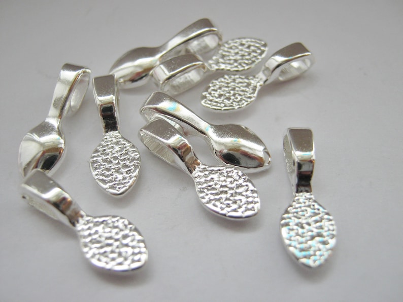 Small Glue On Jewellery Bails 15mm 5/8in Silver Plated Stick On Pendant Pad Settings Jewellery Making Bails Findings image 1