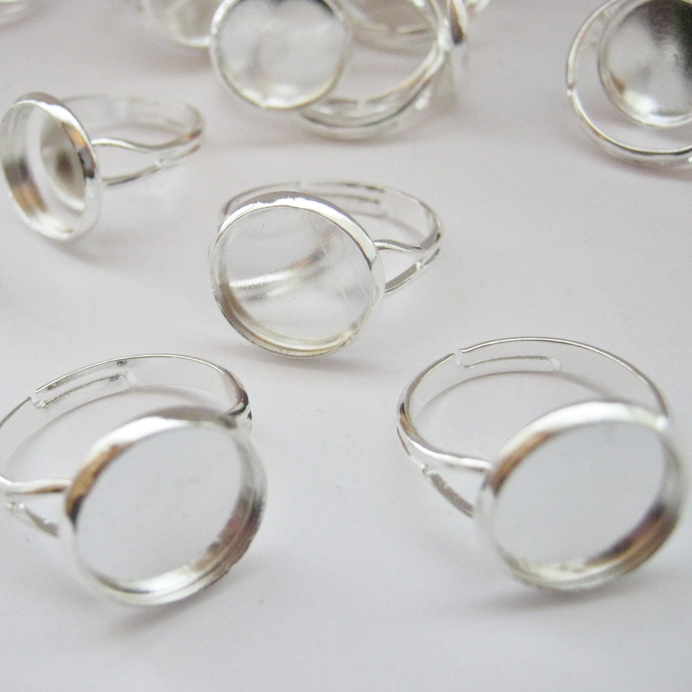 SUNNYCLUE 1 Box 40Pcs DIY 20 Set Finger Ring Blanks Adjustable Rings Making  Kit Brass Finger Ring Components Base Blank Natural Gemstone Cabochons for