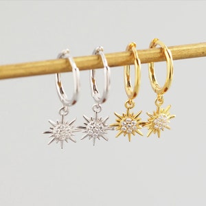 Sterling Silver & 18ct Gold Sun Drop Hoop Earrings