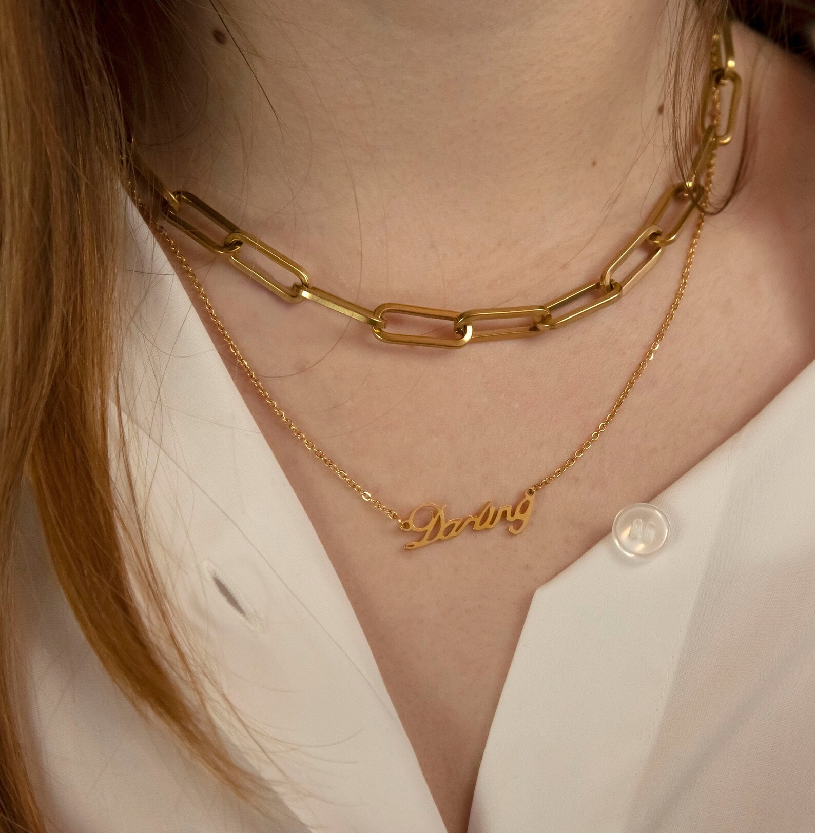 18ct Gold Paper Link Chain Necklace Etsy