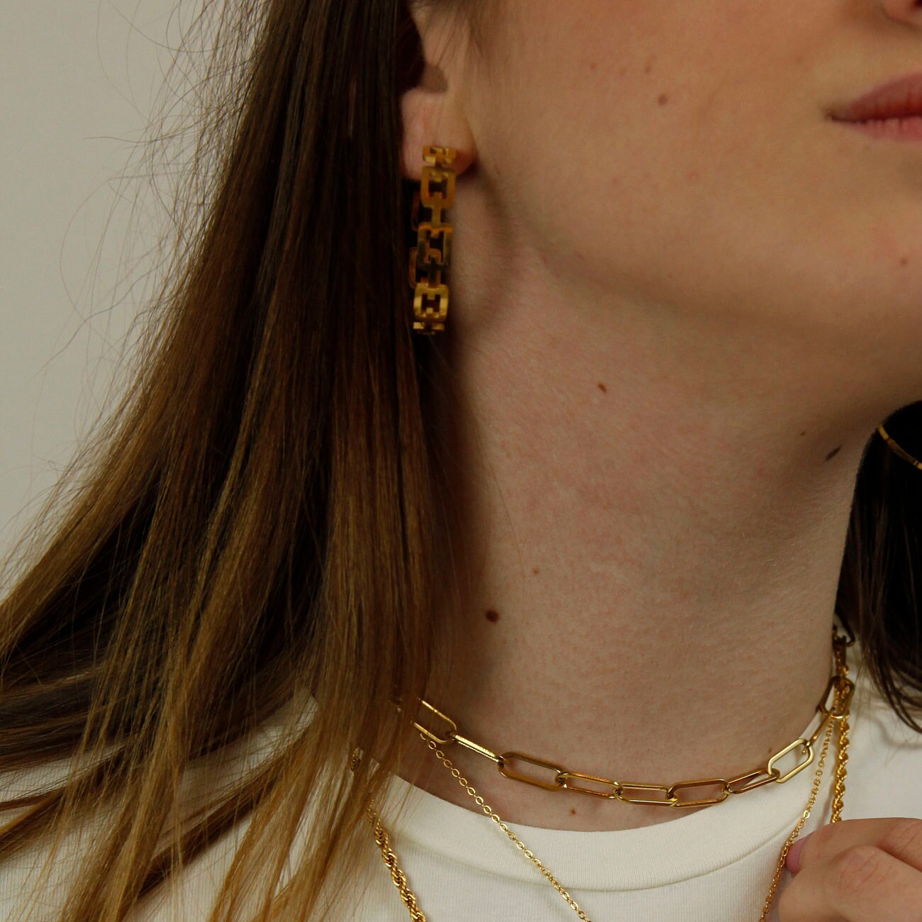 18ct Gold Chain Link Hoop Earrings Etsy