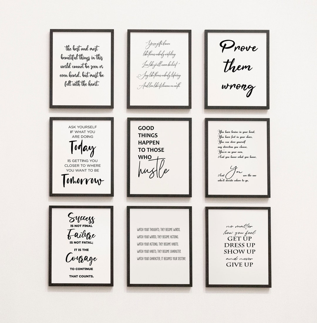 Set of 9+1 Free Inspirational Quotes Motivational Wall Art Prints ...