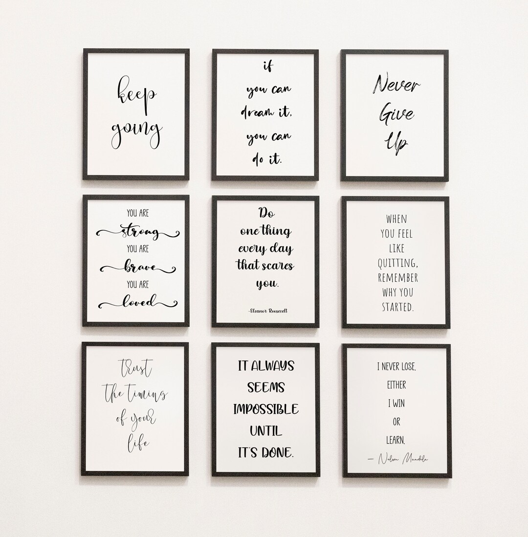 Set of 9+1 Free Inspirational Quotes Motivational Wall Art Prints ...