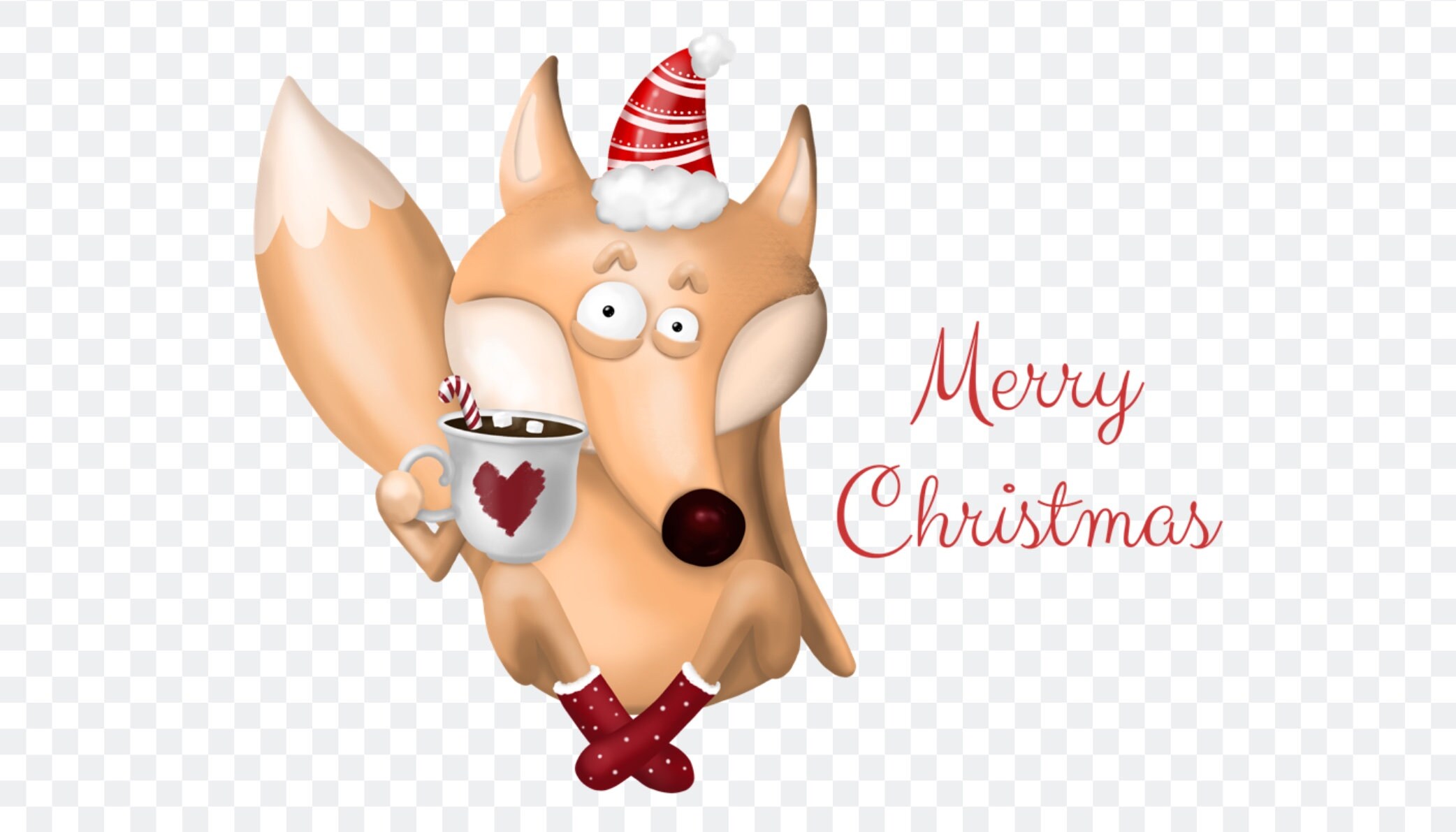 Christmas Fox Clipart Fox in Santa Hat Png Hot Cocoa Art | Etsy