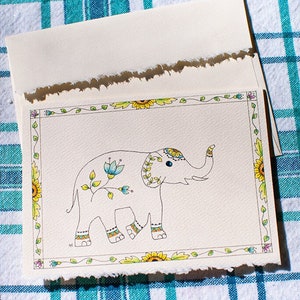 Set of 5 Note Cards with Elephant
