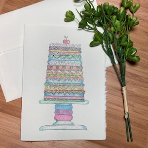 Colorful Sparkly Cake Birthday/Anniversary/Wedding/Celebration/Wedding Shower/Graduation Blank Greeting Card