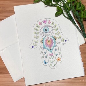 Hamsa, facing down, Varada Mudra, Blank Greeting Card