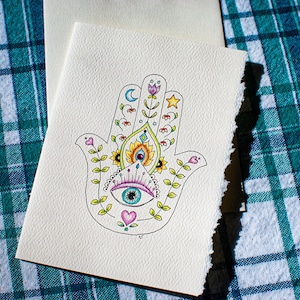 Set of 5 Note Cards with Hamsa Facing Up