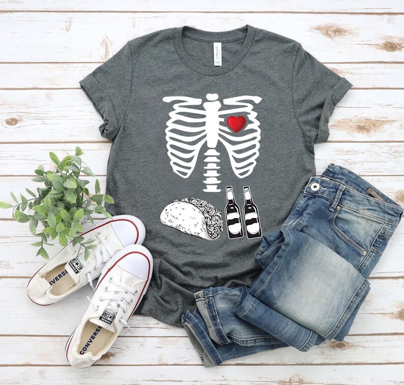 Beer Tacos Skeleton X-Ray Funny Halloween Costume T-shirt|Happy Halloween T-shirt|Beer Tacos Halloween T-Shirt|Halloween Fan TR953080