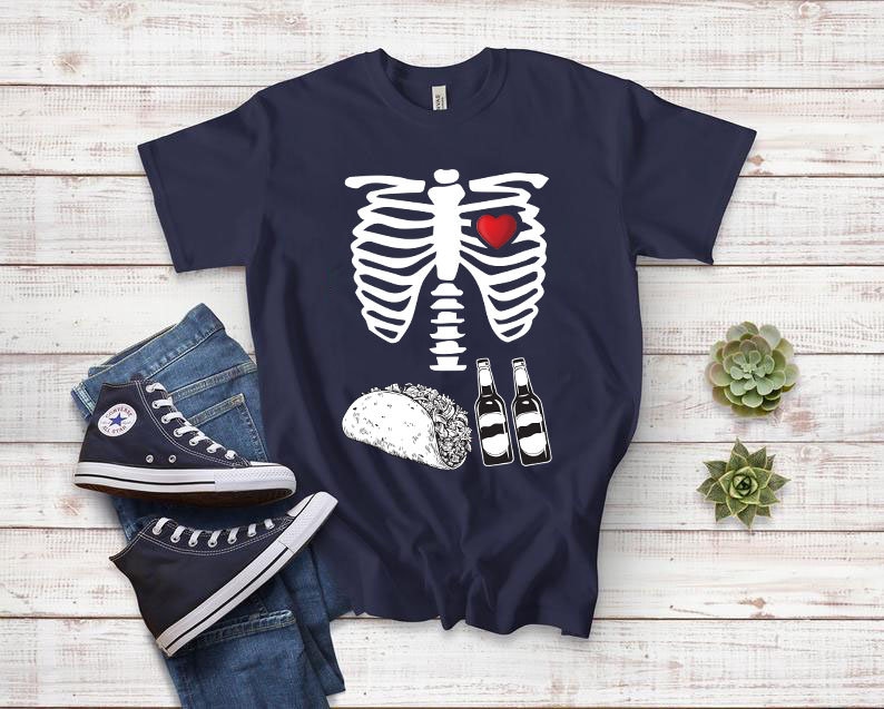Beer Tacos Skeleton X-Ray Funny Halloween Costume T-shirt|Happy Halloween T-shirt|Beer Tacos Halloween T-Shirt|Halloween Fan TR953080