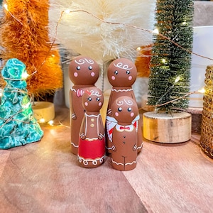 Gingerbread Peg Dolls | Gingerbread | Gingerbread Family | Christmas Gift | Christmas Decor | Christmas Toy | Hand Painted | Wooden Toy