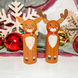 Reindeer Peg Dolls | Reindeer | Christmas Reindeer | Christmas Gift | Christmas Toy | Christmas Decor | Hand Painted | Hand Painted Toy