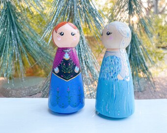 Princess Peg Dolls Individual or Sets Hand Painted Christmas Gifts  Wooden Toys Princess Princesses Dollhouse Peg Dolls