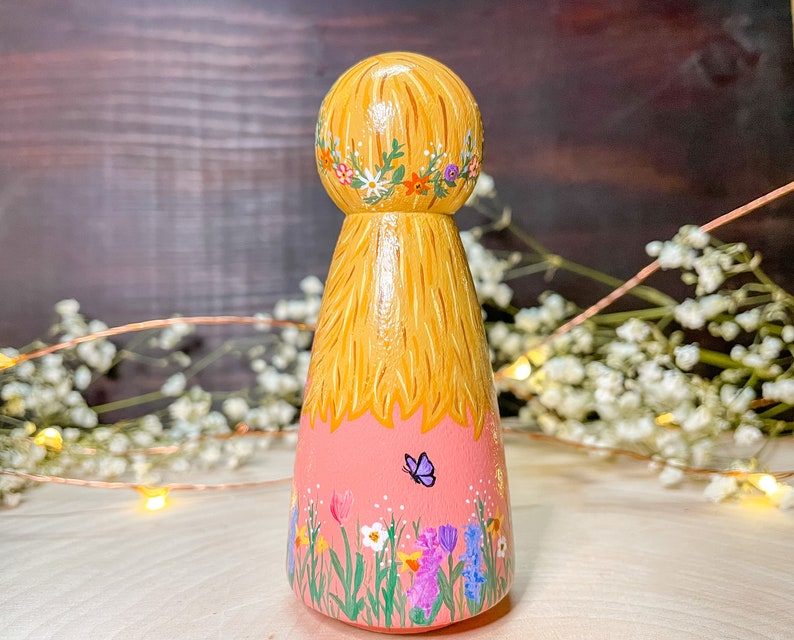 Spring Flower Peg Doll | Spring Flower | Spring | Hand Painted | Wooden Toy | Hand Painted Toy | Wooden Decor | Hand Painted Decor | Gift image 2