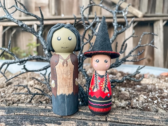 Dani and Billy Peg Dolls | Halloween | Halloween Decor | Halloween Gift | 90s Halloween | Hand Painted | Chrismtas Gift | Toy