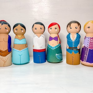 Princess and  Prince Set | Hand Painted | Christmas Gifts | Wooden Toys | Princess | Princesses | Prince | Princes | Dollhouse | Peg Dolls