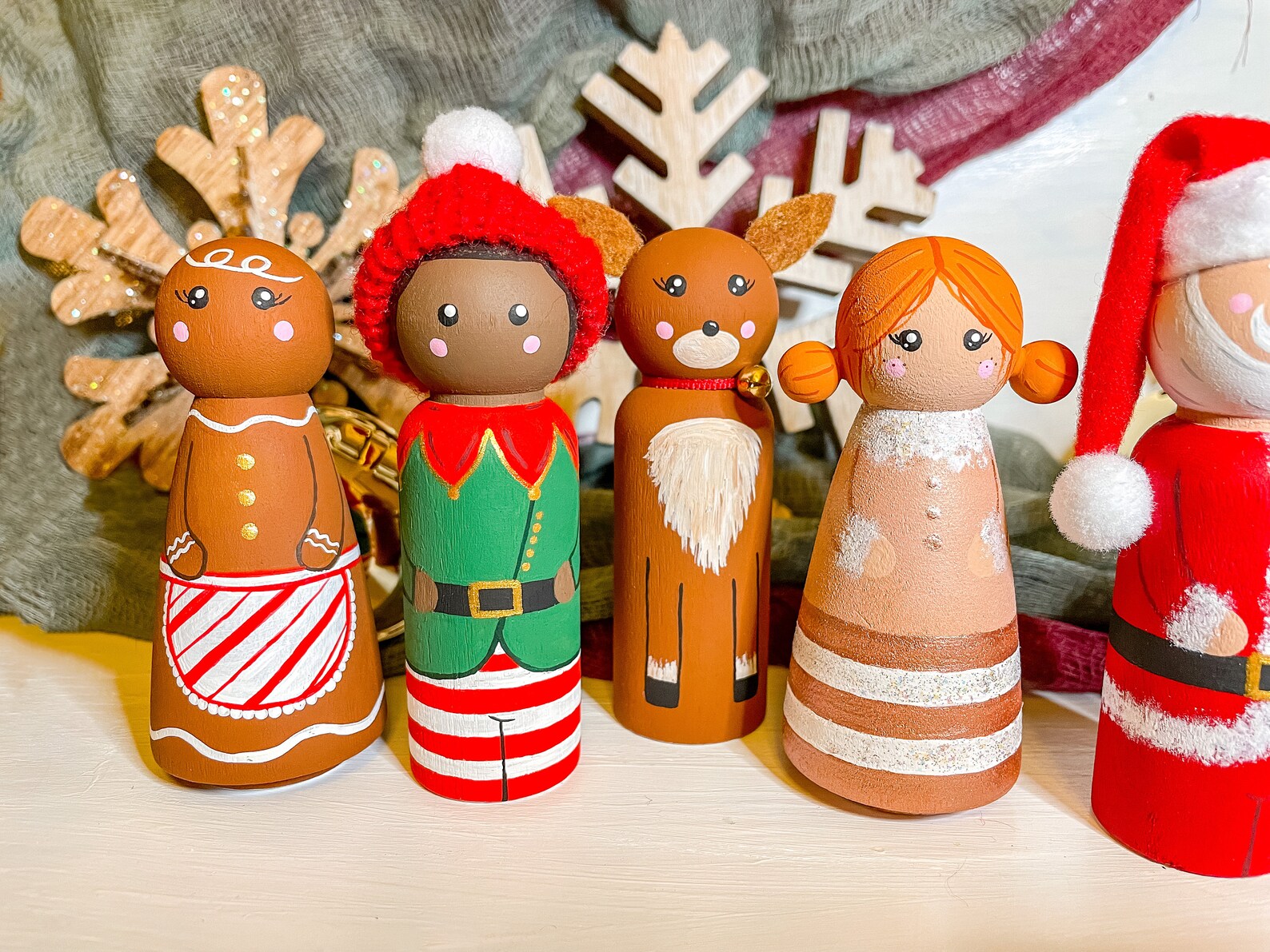 Christmas 2020 Peg Doll Set | Mr. and Mrs. Claus | Elves | Reindeer ...