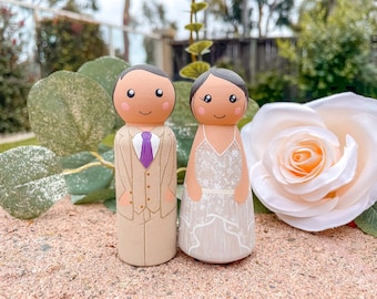 Custom Wedding Peg Dolls | Wedding | Wedding Cake Topper | Cake Topper | Wedding Gift | Wedding Decor | Wedding Keepsake | Anniversary