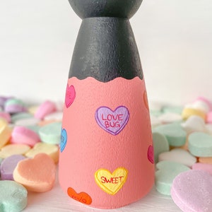 Love Hearts Peg Doll Valentine Valentines Valentines Day Valentines Gift Personalized Gift Hand Painted Peg Doll image 6