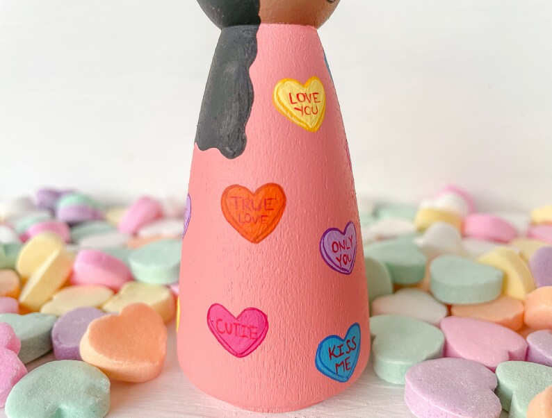 Love Hearts Peg Doll Valentine Valentines Valentines Day Valentines Gift Personalized Gift Hand Painted Peg Doll image 7