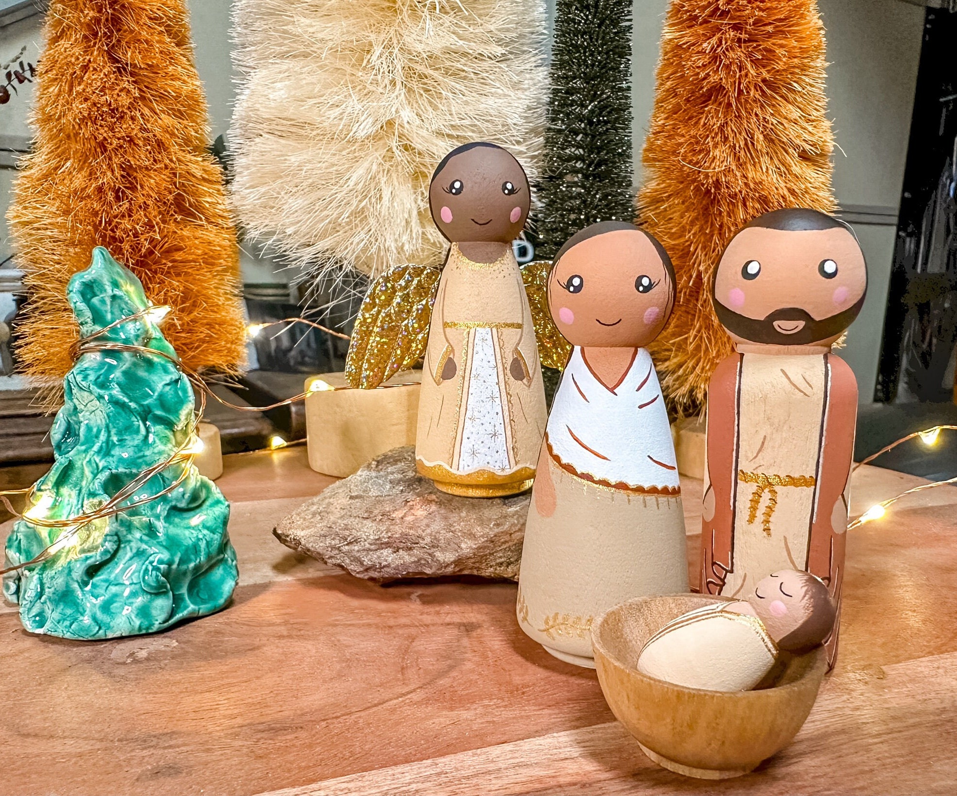 Nativity Peg Doll Set | 13 Piece | Hand Painted | Christmas