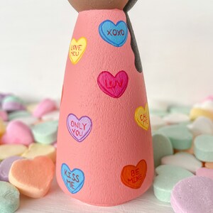 Love Hearts Peg Doll Valentine Valentines Valentines Day Valentines Gift Personalized Gift Hand Painted Peg Doll image 3