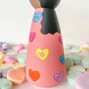 Love Hearts Peg Doll Valentine Valentines Valentines Day Valentines Gift Personalized Gift Hand Painted Peg Doll image 4