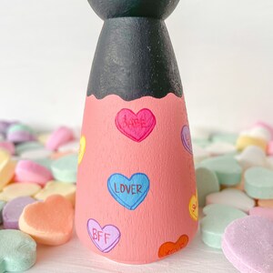 Love Hearts Peg Doll Valentine Valentines Valentines Day Valentines Gift Personalized Gift Hand Painted Peg Doll image 5