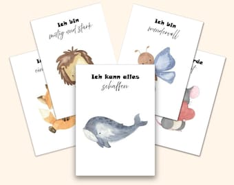 16 Carte di Affermazione per Bambini PDF | Stampare cartoline di affermazione per bambini | Formato tessera A6 | Carte di incoraggiamento per bambini | Montessori