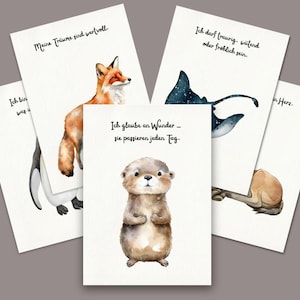 16 cartes d'affirmation animaux PDF | Imprimer des cartes d'affirmation pour les enfants | Format carte A6 | Cartes d'encouragement pour les enfants Animaux| Montessori