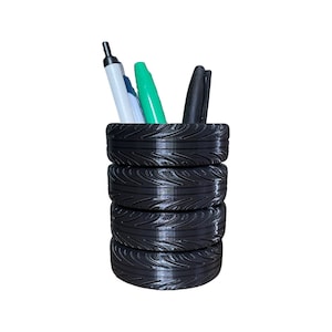 Stacked Tires Pen Holder | Tire Stack | Pencil Cup | Car Guy | Mechanic | Desk Organizer | Multiple Colors