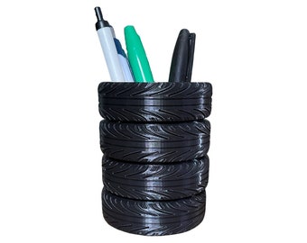 Stacked Tires Pen Holder | Tire Stack | Pencil Cup | Car Guy | Mechanic | Desk Organizer | Multiple Colors