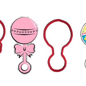 Baby Rattle With or Without Bow Outline Cookie Cutter