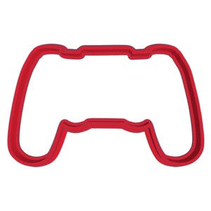 May include: Red plastic cookie cutter shaped like a video game controller.