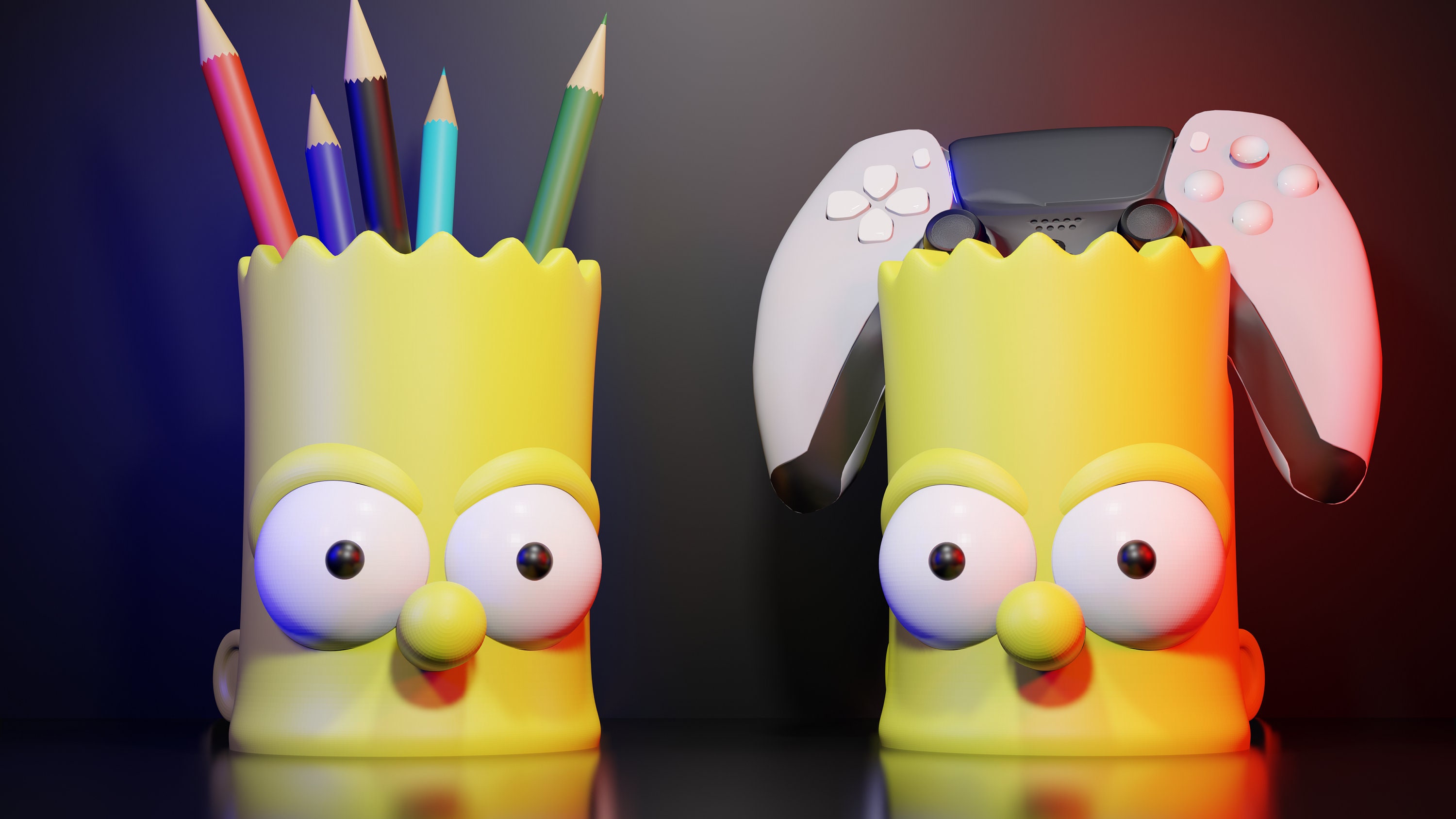 Bart Simpson pencil holder or controller stand you choose | Desk Organizer | Office Decor | Gift for Gamer | The Simpsons