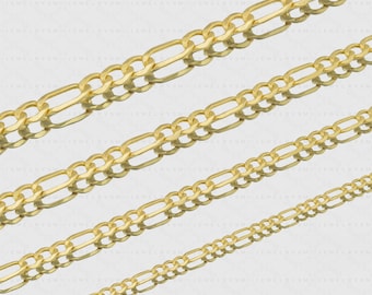 1PCS 16-30inch Gold Plated Figaro Chain Necklace Accessorie Jewelry Necklace 