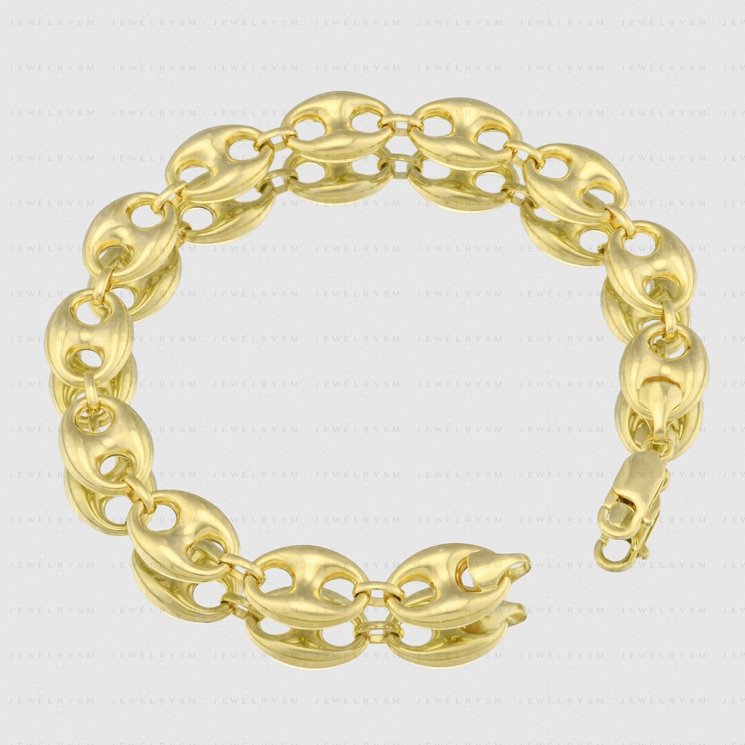 14k Yellow Gold Puffed Mariner Link Childrens ID Bracelet (3.30 mm) main image 0