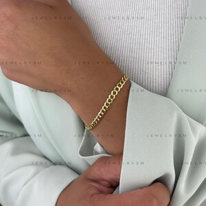 14K Cuban Curb Solid Yellow Gold Bracelet, 5mm, 8.5&quot;